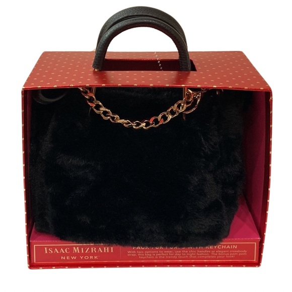 Isaac Mizrahi Handbags - NWT Issac Mizrahi Black Faux Fur Satchel Handbag w/ Keychain